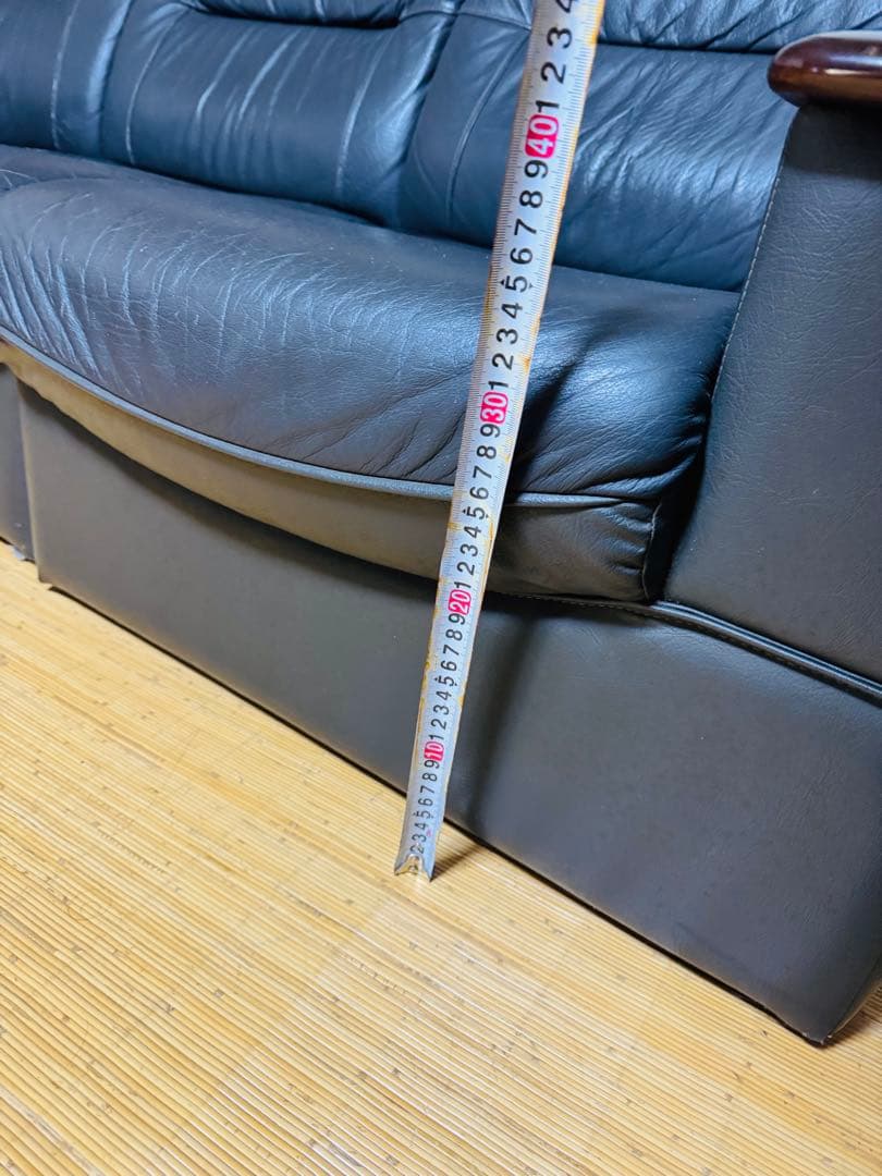 福岡発 本皮 5人掛け ソファー ソファ 椅子 イス アンティーク ビンテージ黒