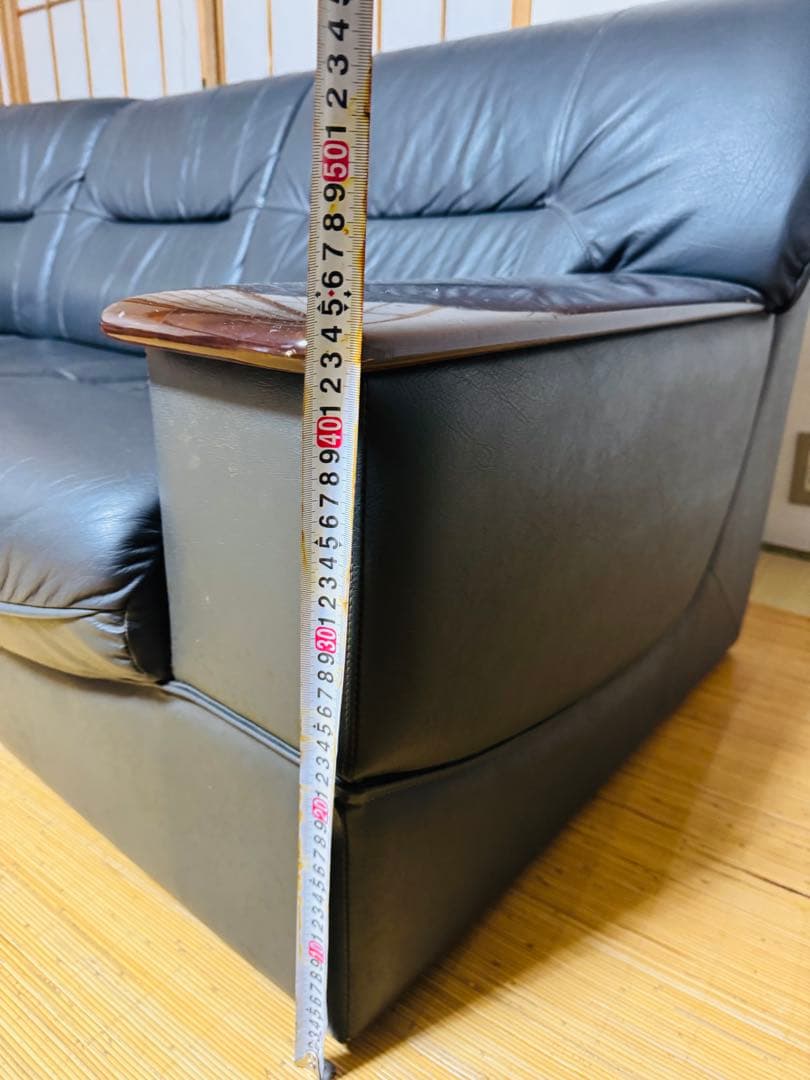 福岡発 本皮 5人掛け ソファー ソファ 椅子 イス アンティーク ビンテージ黒