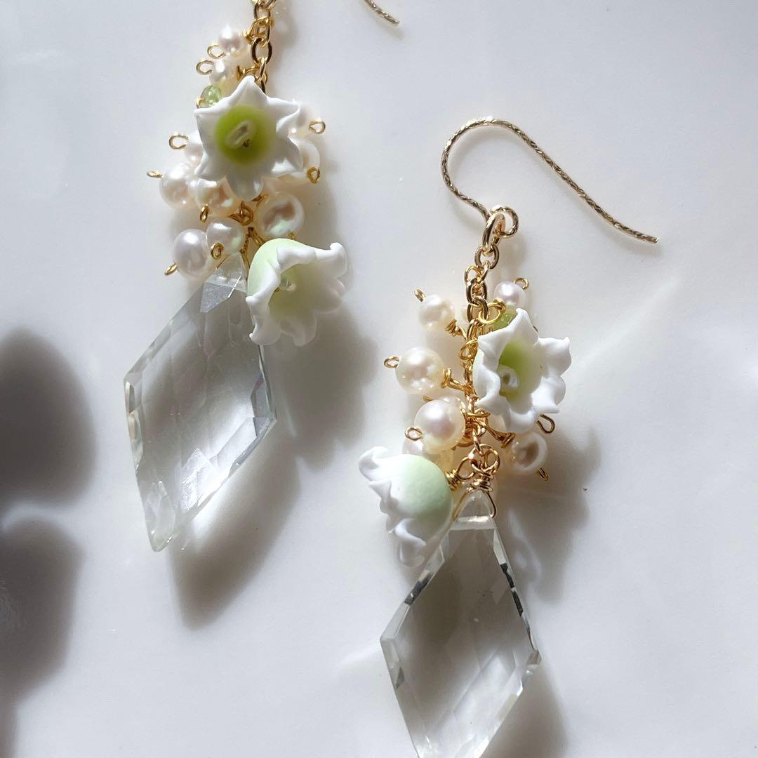 tama◆一点物✧ピンククレージーレースアゲート×ガーネットピアス