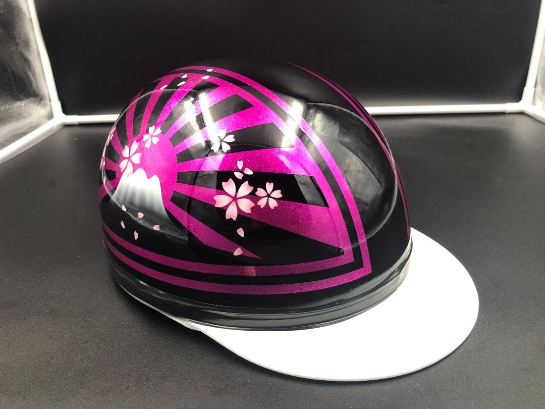 コルク半　カスタム　富士日章　三つボタン　ブラックピンクラメ　桜　高級クリヤ