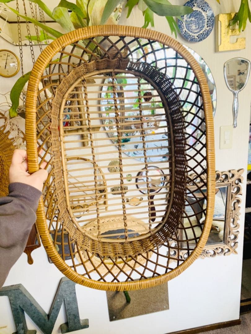 ヴィンテージ ラタン　バスケット カゴ パニエ