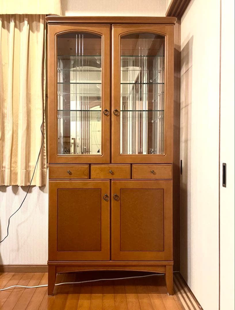 廃番希少冨士ファニチア 照明付き 飾り棚 ショーケース食器棚