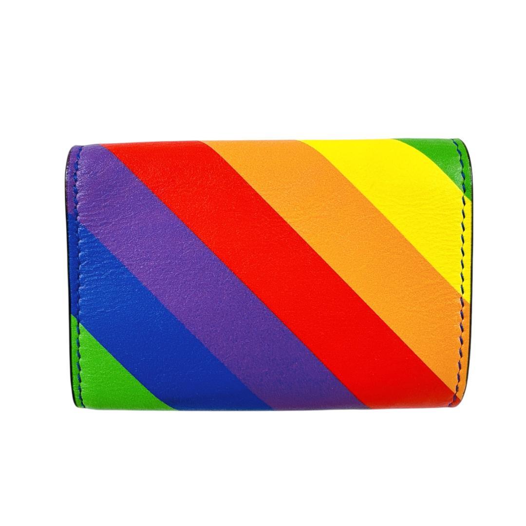 バレンシアガ ヴィル ミニ ウォレット 三つ折り財布 虹 レインボー ストライプ