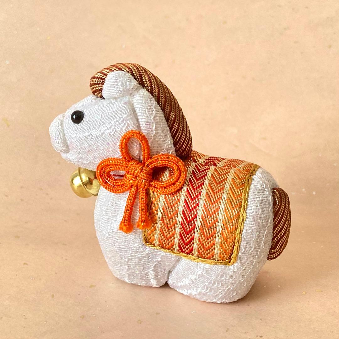 手織り　佐賀錦　木目込人形　午　干支人形 2026年　橙　一点物