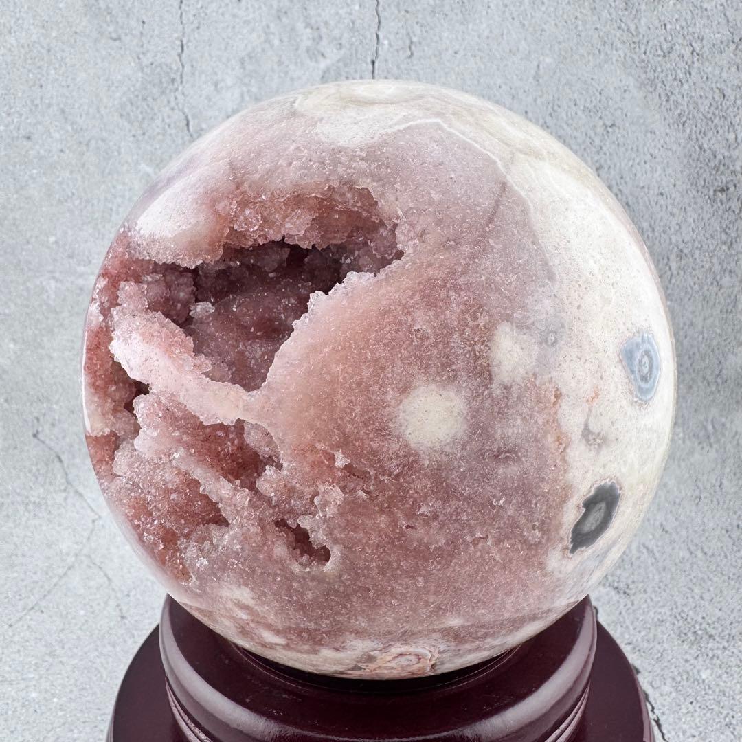 M-48天然ピンクアメジスト特大スフィア ドゥルージー晶洞 丸玉 3.16kg