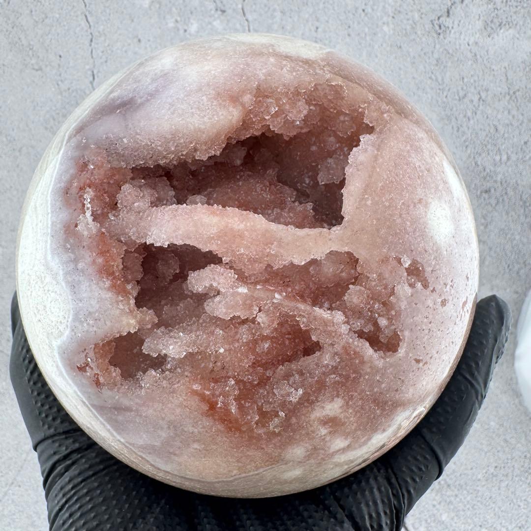 M-48天然ピンクアメジスト特大スフィア ドゥルージー晶洞 丸玉 3.16kg