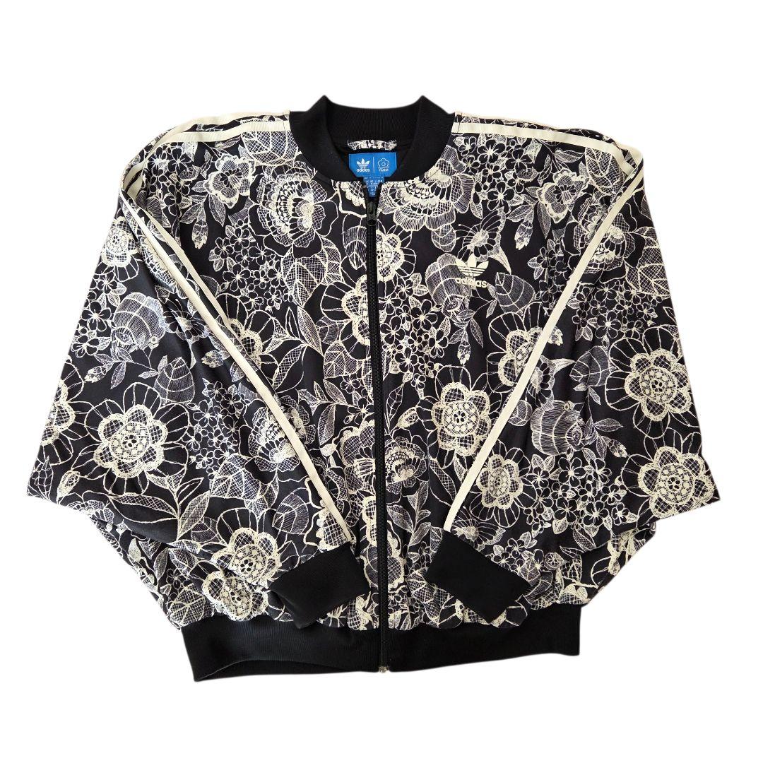 【希少デザイン】アディダス 花柄 総柄 トラックジャケット ケープ M コラボ