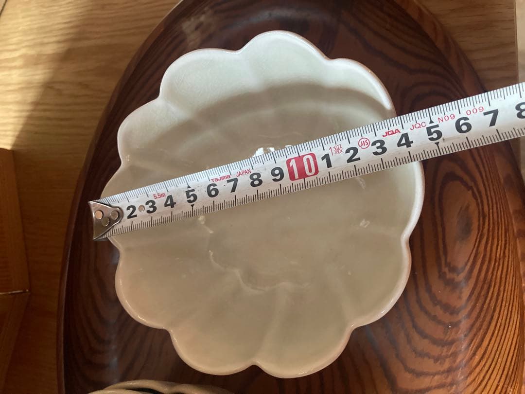 アンティーク　輪花鉢5客組セット　菊型　青磁　お茶道具？向付け鉢？煮物鉢？