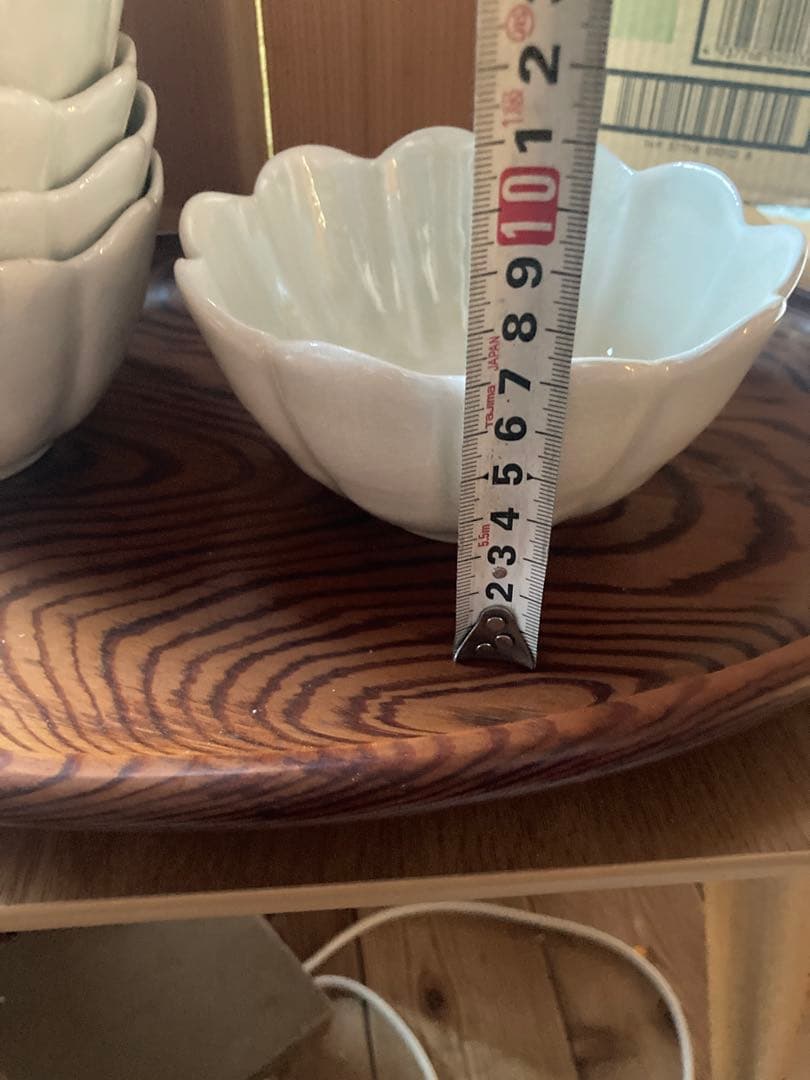 アンティーク　輪花鉢5客組セット　菊型　青磁　お茶道具？向付け鉢？煮物鉢？