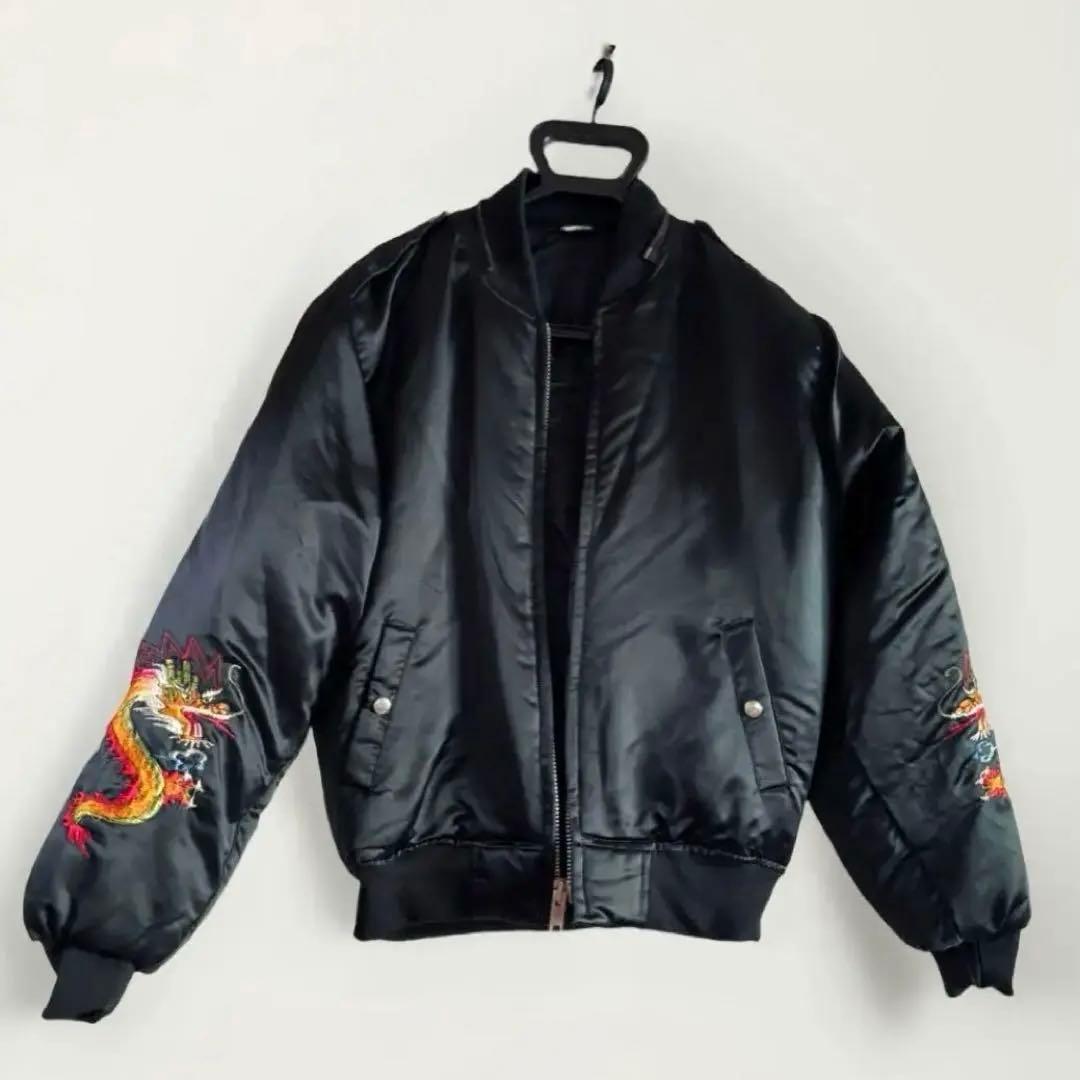 スーベニアジャケット黒ドラゴン刺繍FAR EAST TOUR JAPAN 80s