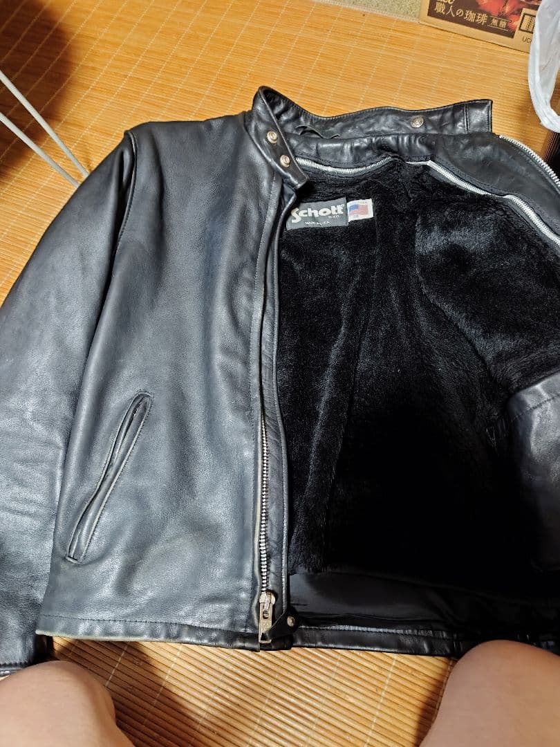 Schott　レザーシングルライダースジャケット　38