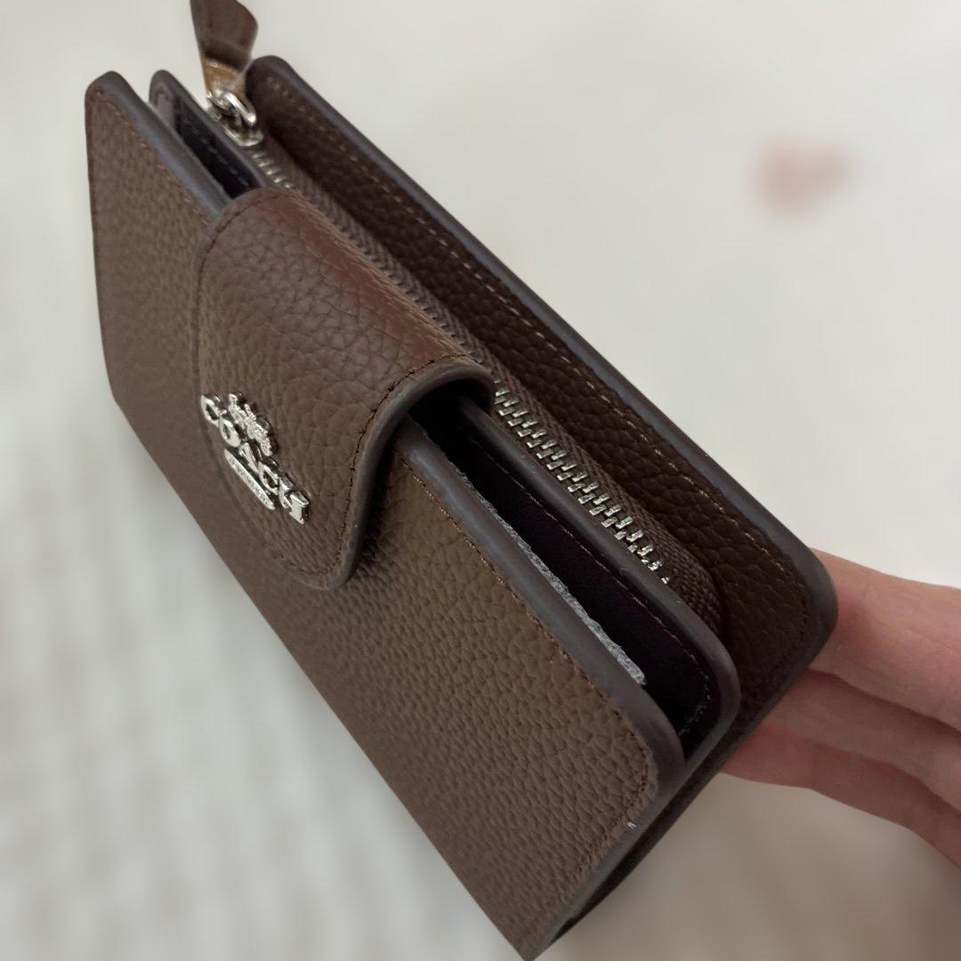 【新品未使用】COACH コーチ　ミディアムコーナージップウォレット　茶