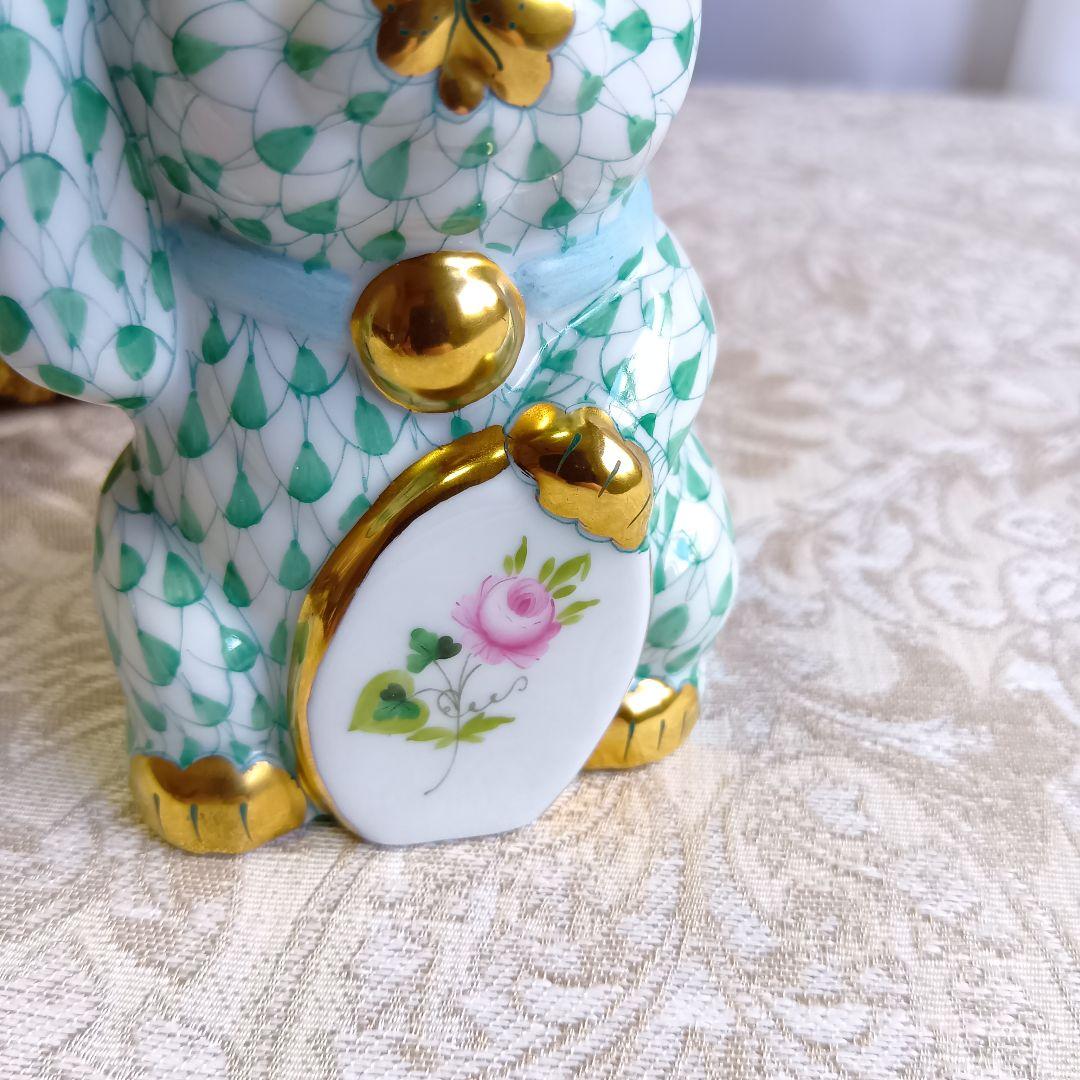 ヘレンド Herend 招き猫 ウィーンのバラ 開運 猫 縁起 風水 希少 美品