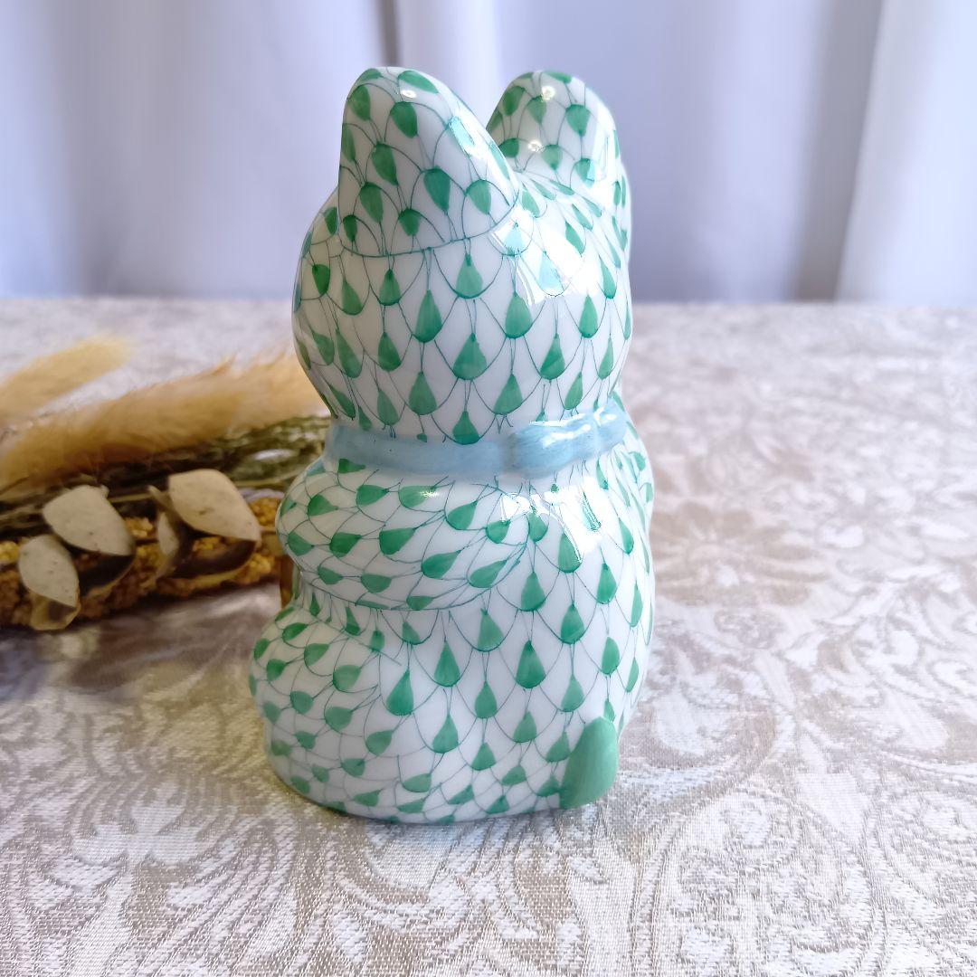 ヘレンド Herend 招き猫 ウィーンのバラ 開運 猫 縁起 風水 希少 美品