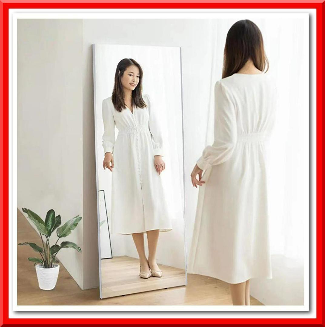 壁掛けミラー 全身 割れない ダンスミラー 超軽量 幅60×高さ160cm（銀）