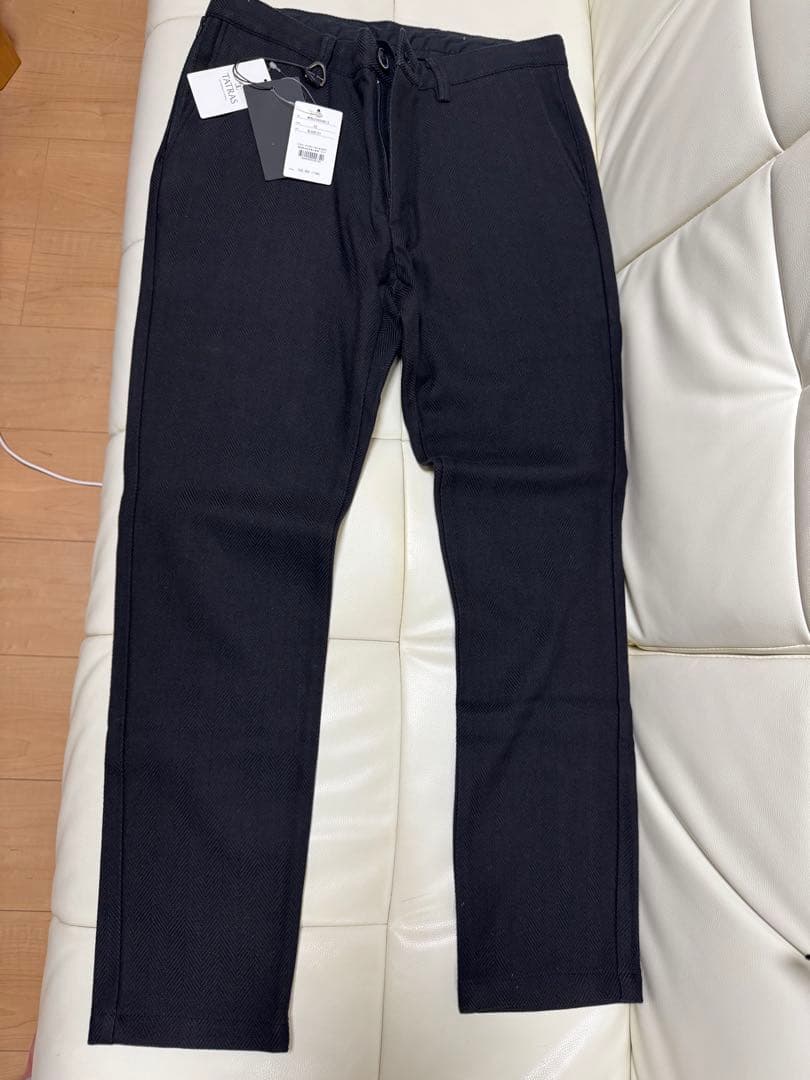 未使用品　SOLIDO スリムフィットパンツ ヘリンボーン柄 黒、グレー2本組