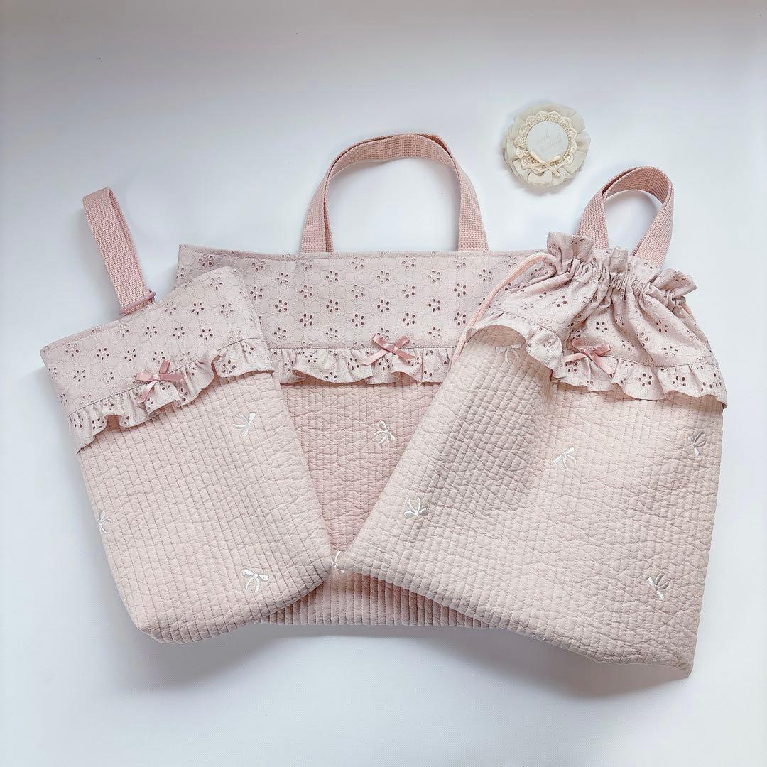 プチロンド　ヌビ　キルト　レッスンバッグ　上履き袋　体操着袋　キルティング