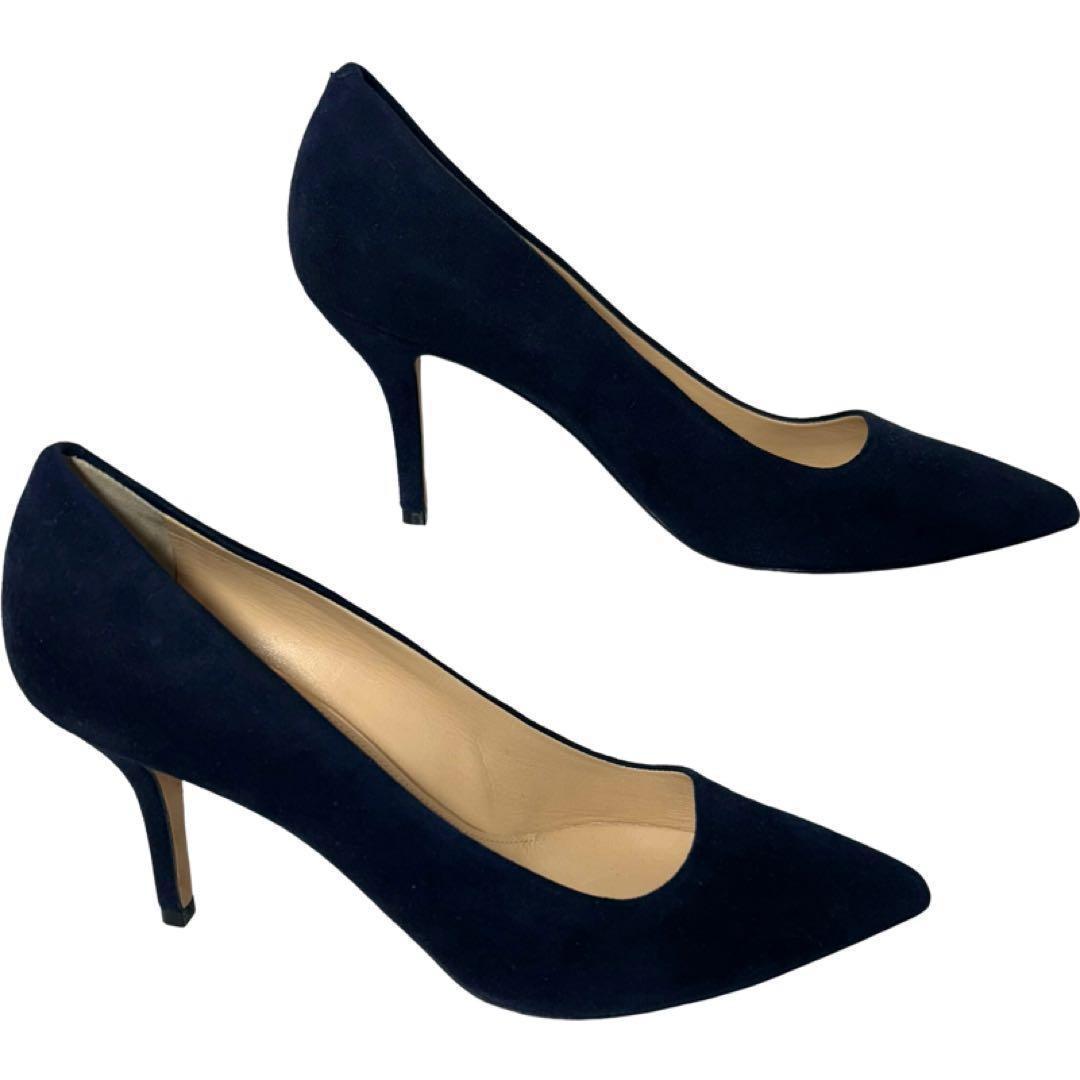 PELLICO ネイビー スエード ポインテッドトゥ　パンプス　38
