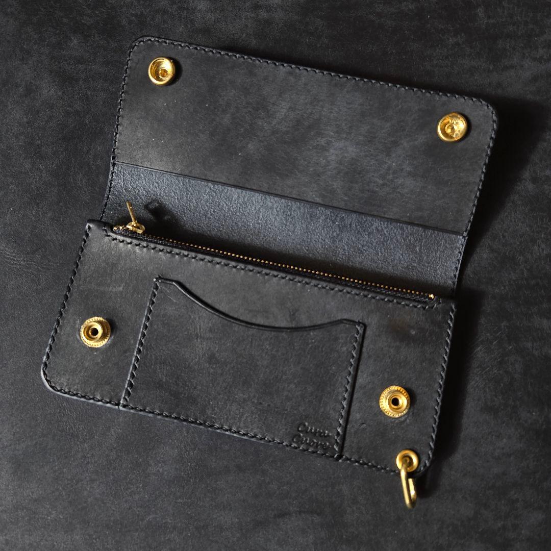 286ロング　トラッカーウォレット イタリアンレザーMARGOT【ブラック】