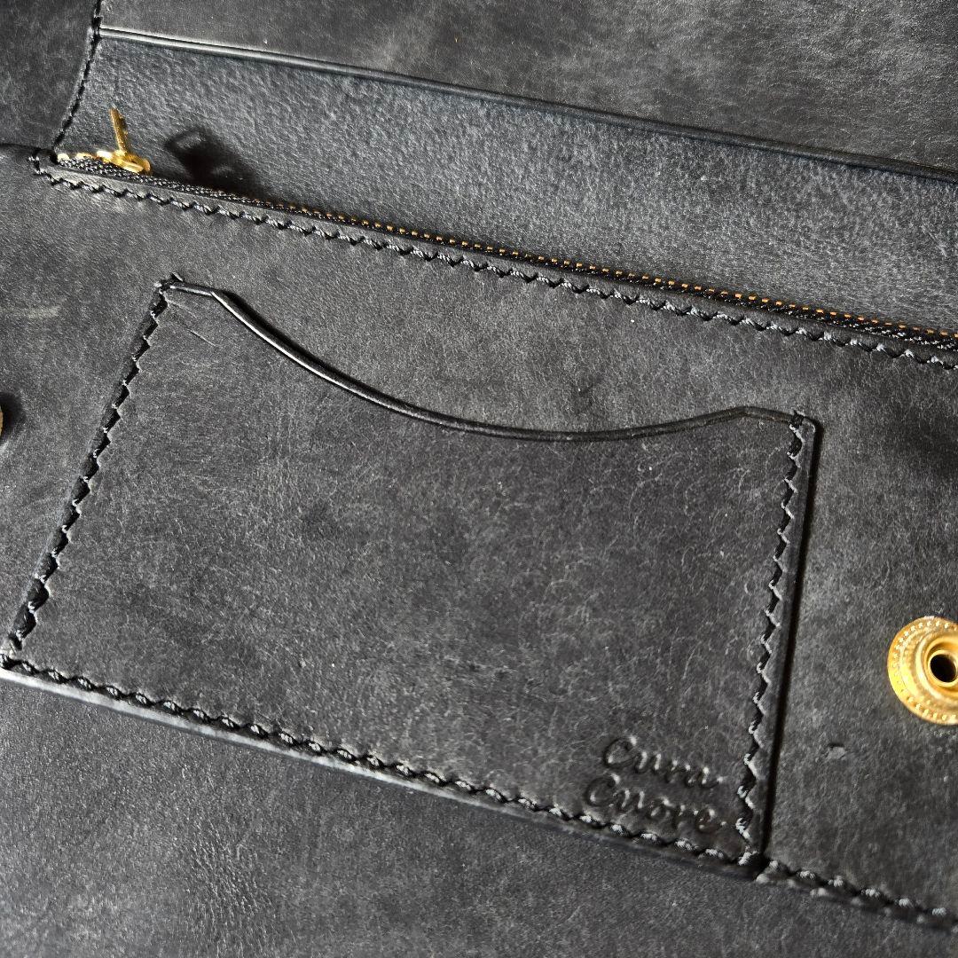 286ロング　トラッカーウォレット イタリアンレザーMARGOT【ブラック】