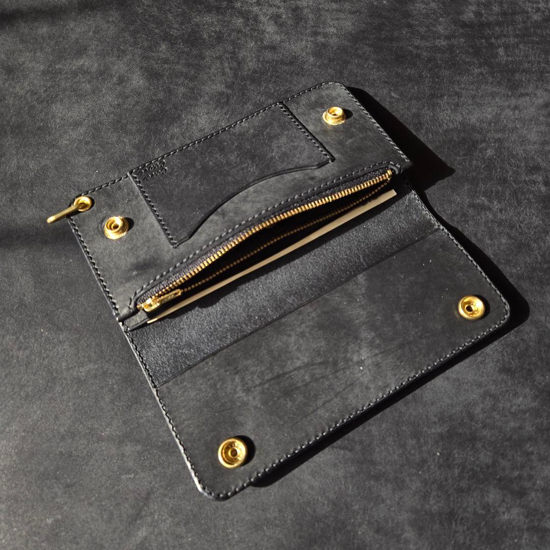 286ロング　トラッカーウォレット イタリアンレザーMARGOT【ブラック】