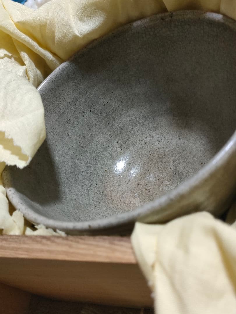 李朝白磁茶碗　堅手茶碗　茶道具　時代物