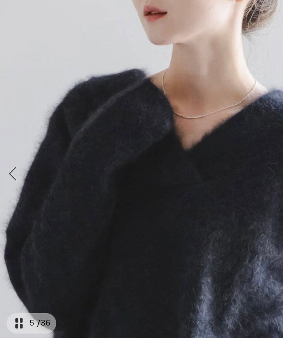 NOBLE ファーニットVネックプルオーバー グレー