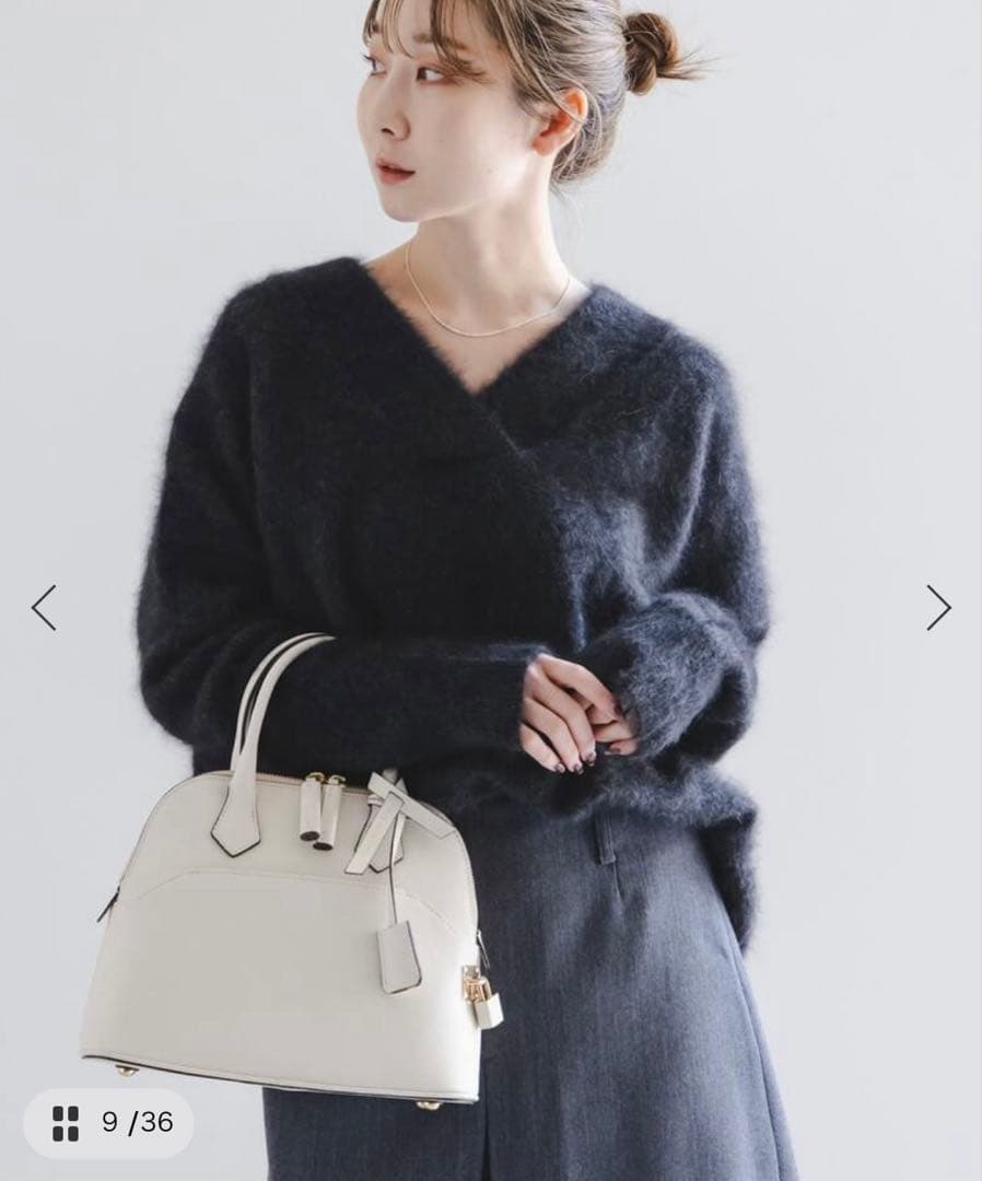 NOBLE ファーニットVネックプルオーバー グレー