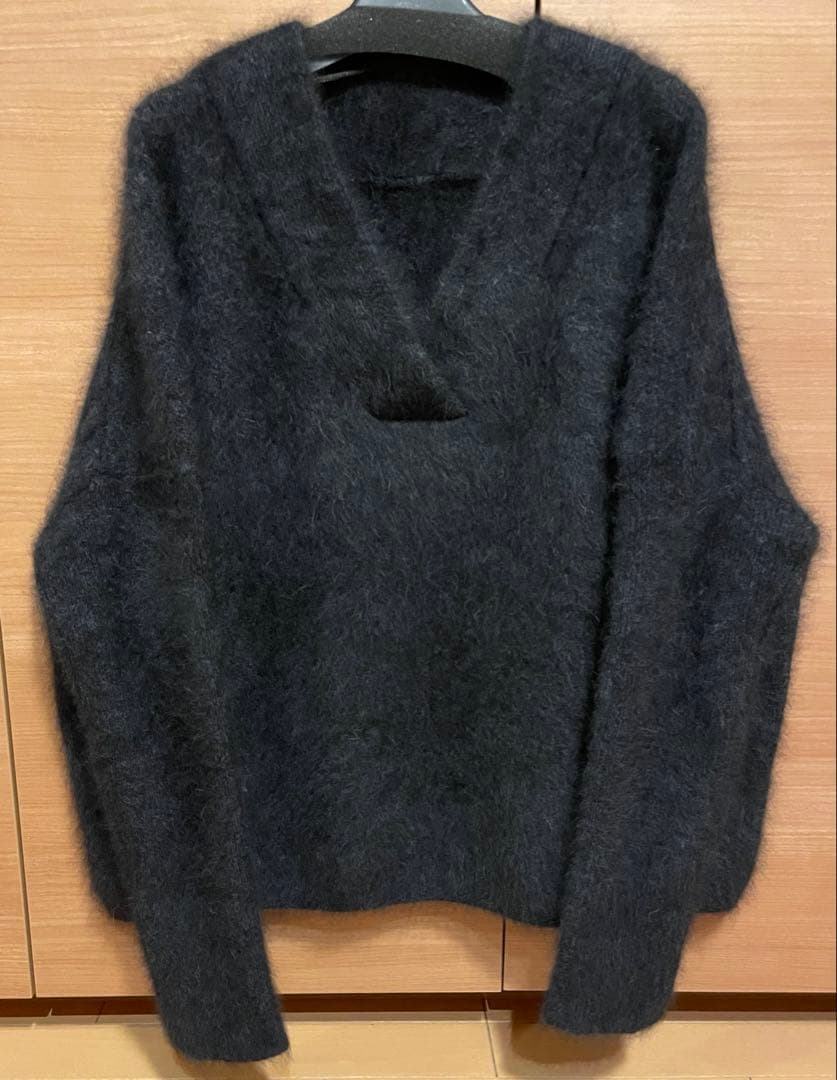 NOBLE ファーニットVネックプルオーバー グレー