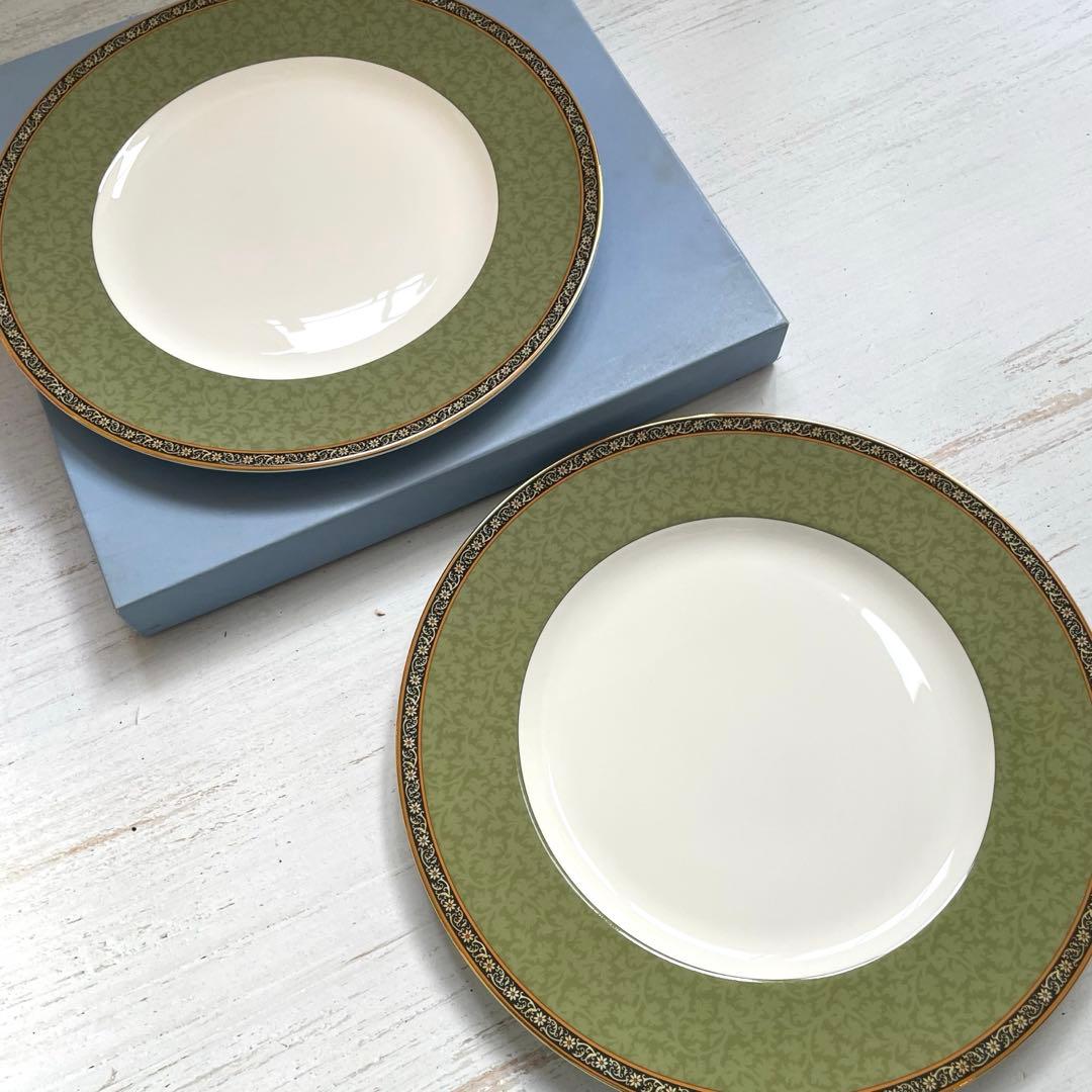 希少WEDG WOODインディア グリーン27cm ディナープレート2枚セット