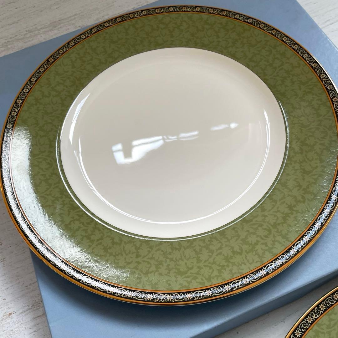 希少WEDG WOODインディア グリーン27cm ディナープレート2枚セット