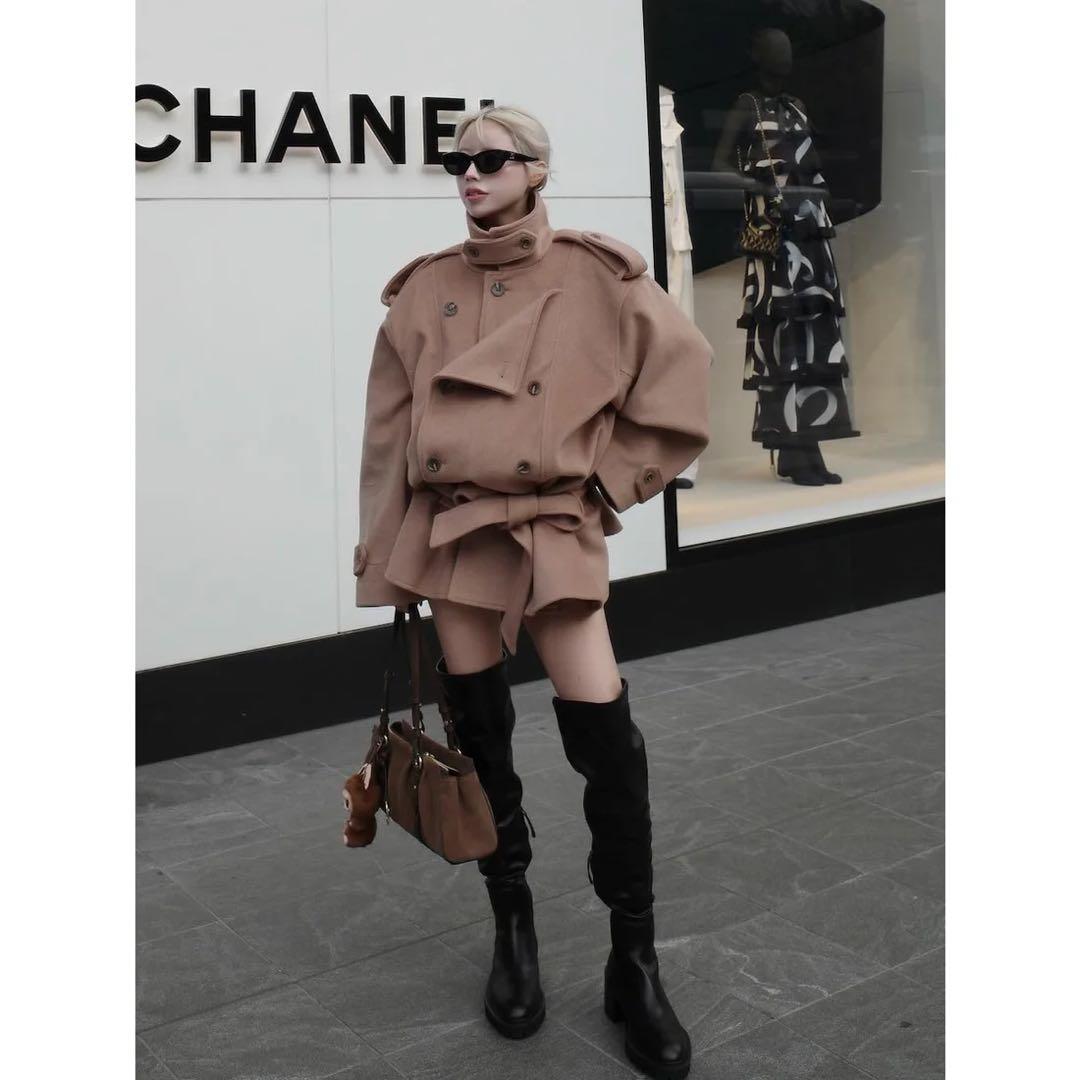 新品タグ付 ダーリッチ ドロップショルダージャケットコート フリー キャメル