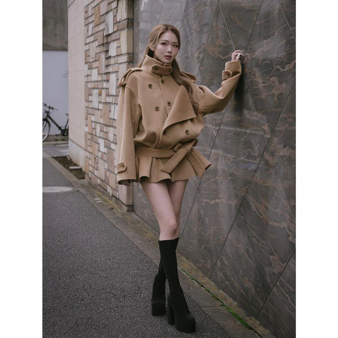 新品タグ付 ダーリッチ ドロップショルダージャケットコート フリー キャメル