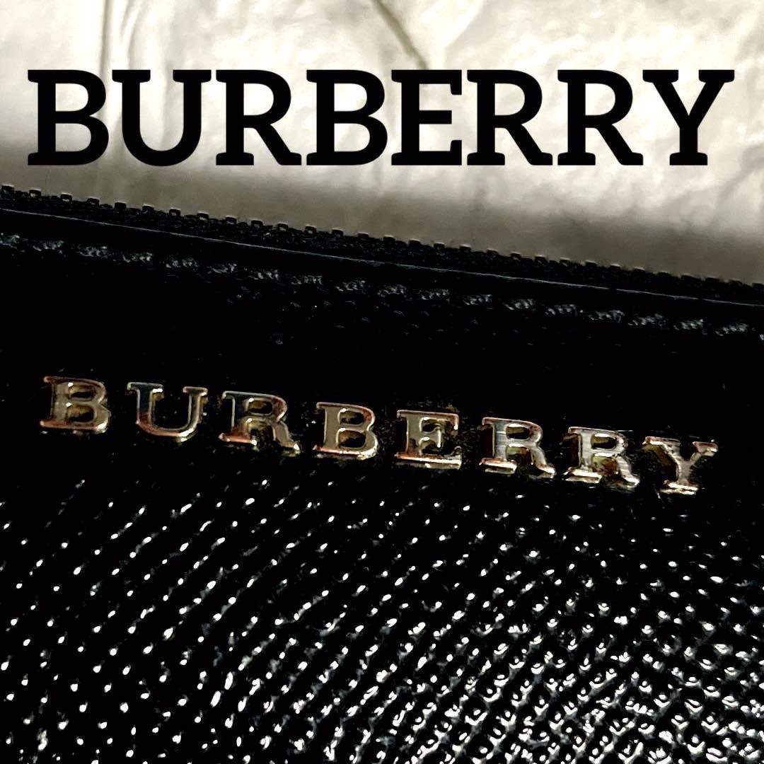 極美品BURBERRY ラウンドファスナー長財布　高級感あるオールレザー
