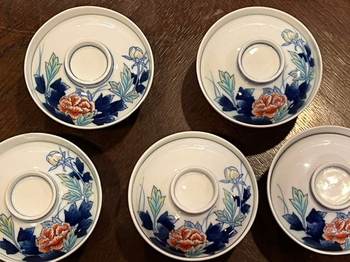 有田焼　蓋つき御飯茶碗五脚