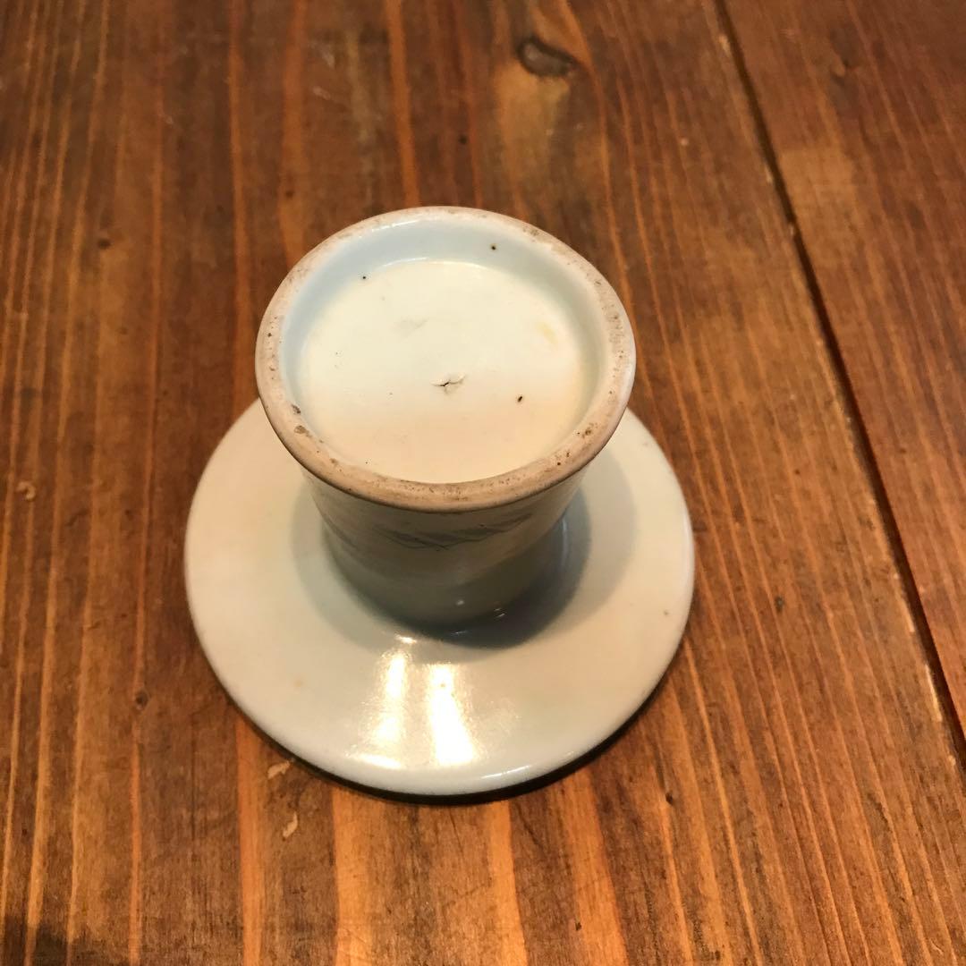 美品　古伊万里　染付　龍　盃台　年代物　焼物　杯台　酒器　迫力ある絵柄