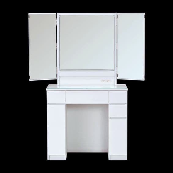 アベリア 80ドレッサー＆チェア 3面鏡 (ホワイト)・ABELIA