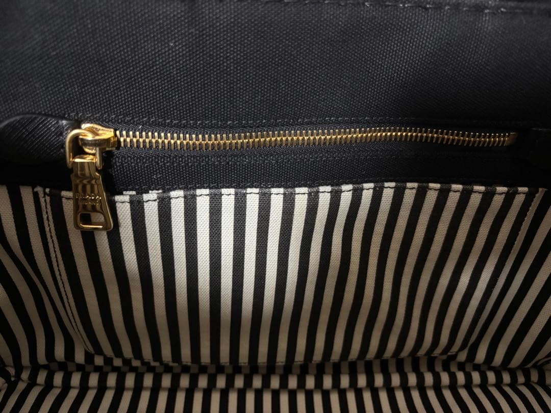 美品 PRADA プラダ カナパ キャンバス ストライプ柄 M ショルダー付き