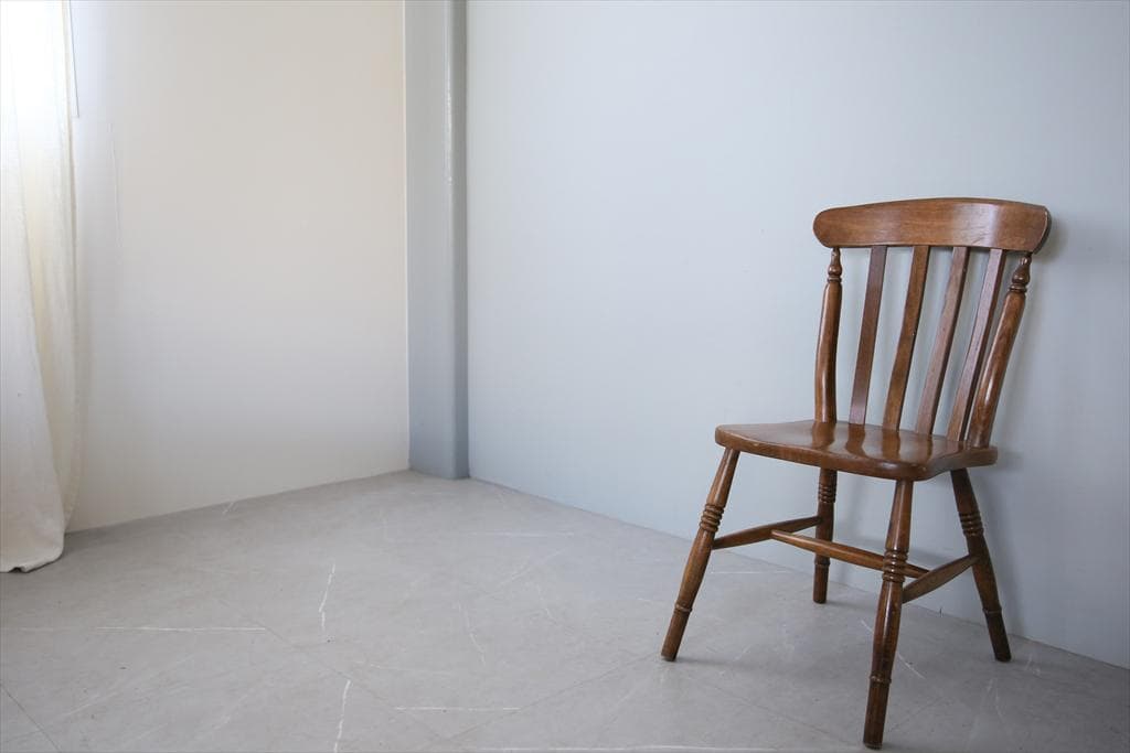 英国アンティーク木製キッチンチェア/ダイニングイス椅子/飾り棚(91-115-1