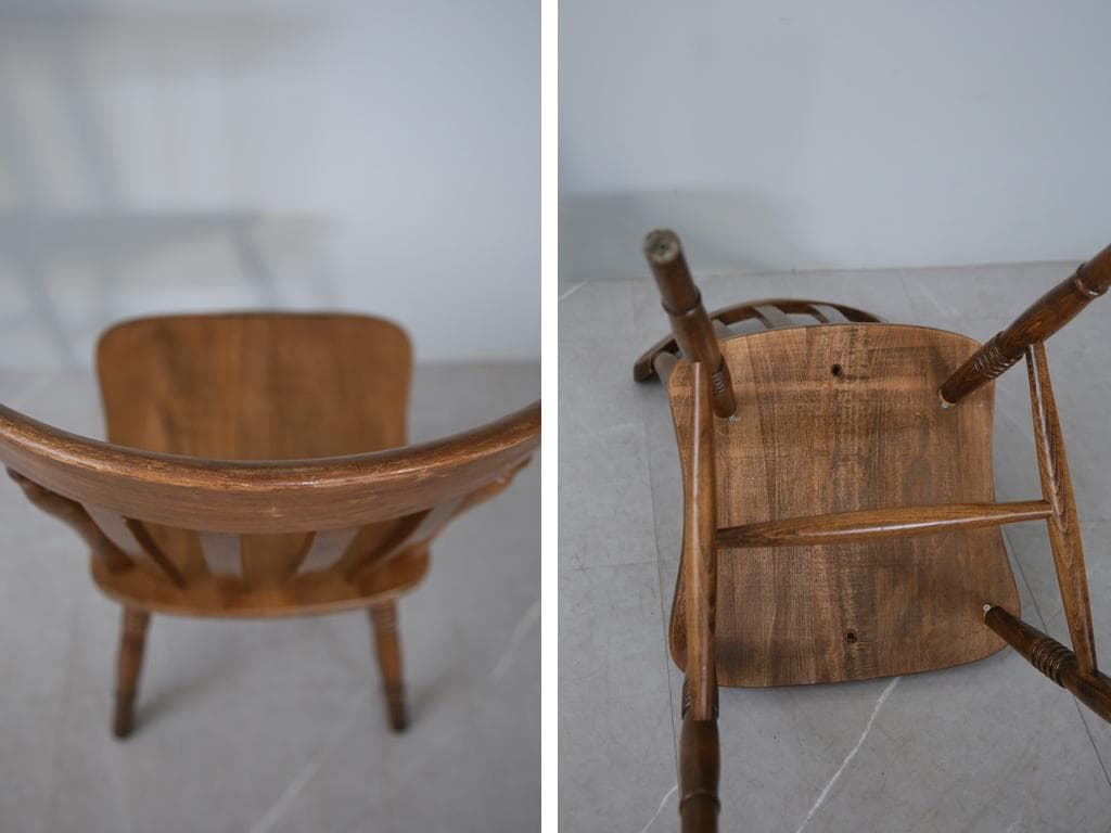 英国アンティーク木製キッチンチェア/ダイニングイス椅子/飾り棚(91-115-1