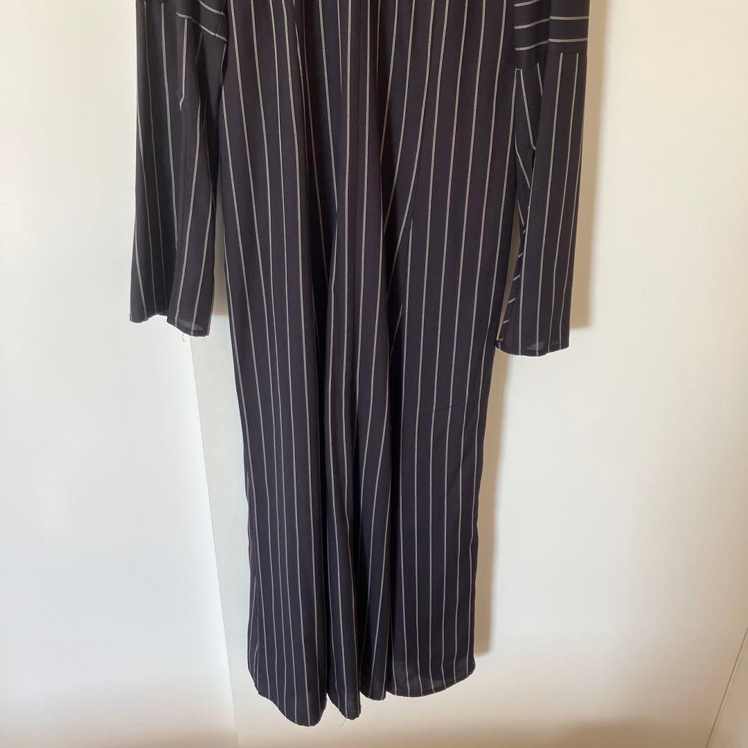 ワンピース CLANE STRIPE TIE ARRANGE FLARE ONEPIECE