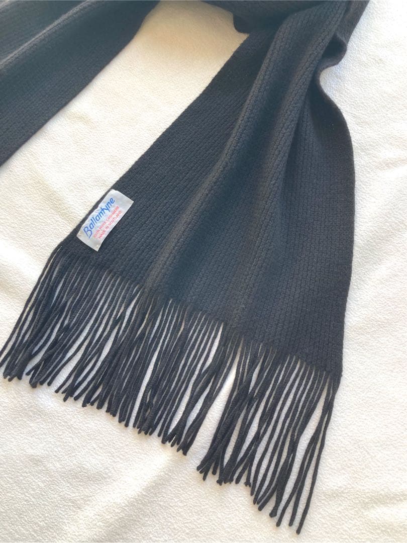 バランタイン　ピュア・カシミヤ100 旧タグ　マフラー　ブラック　美品
