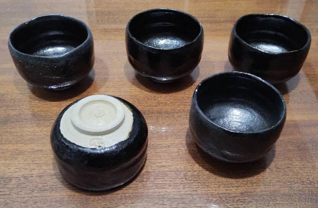 楽焼 5個まとめて 黒楽 抹茶茶碗 楽茶碗　茶道具