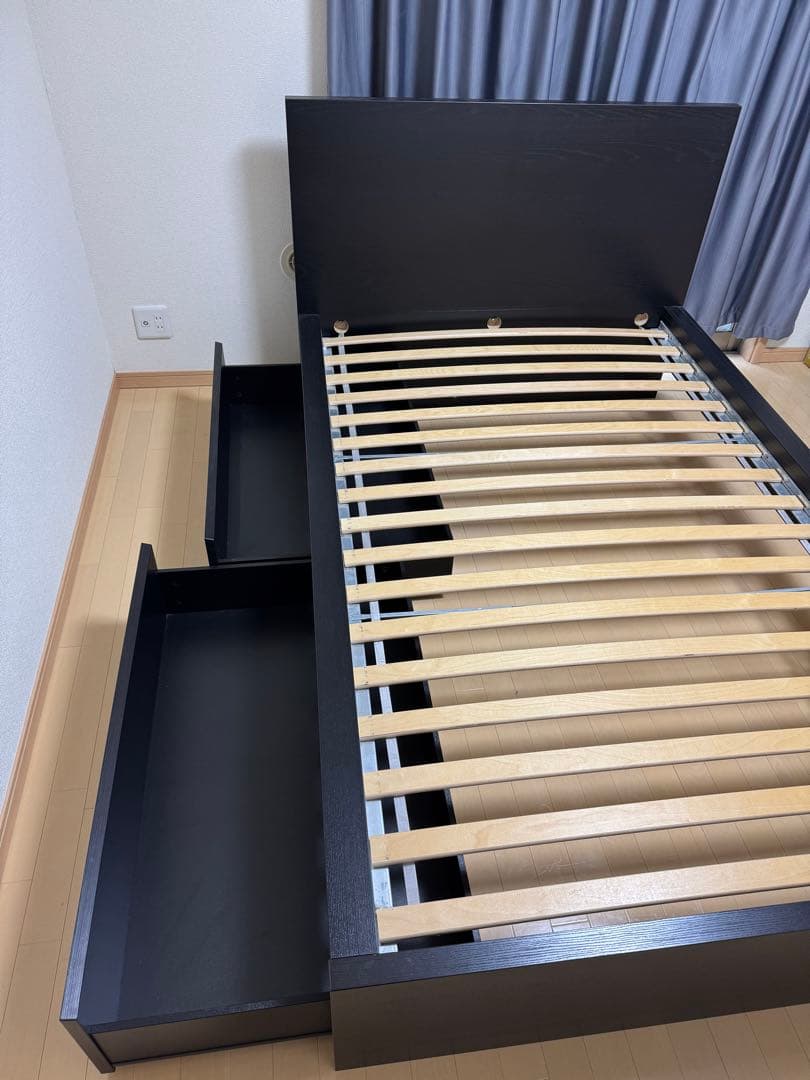 IKEA ベットフレーム セミダブル すのこ・下収納2個付き