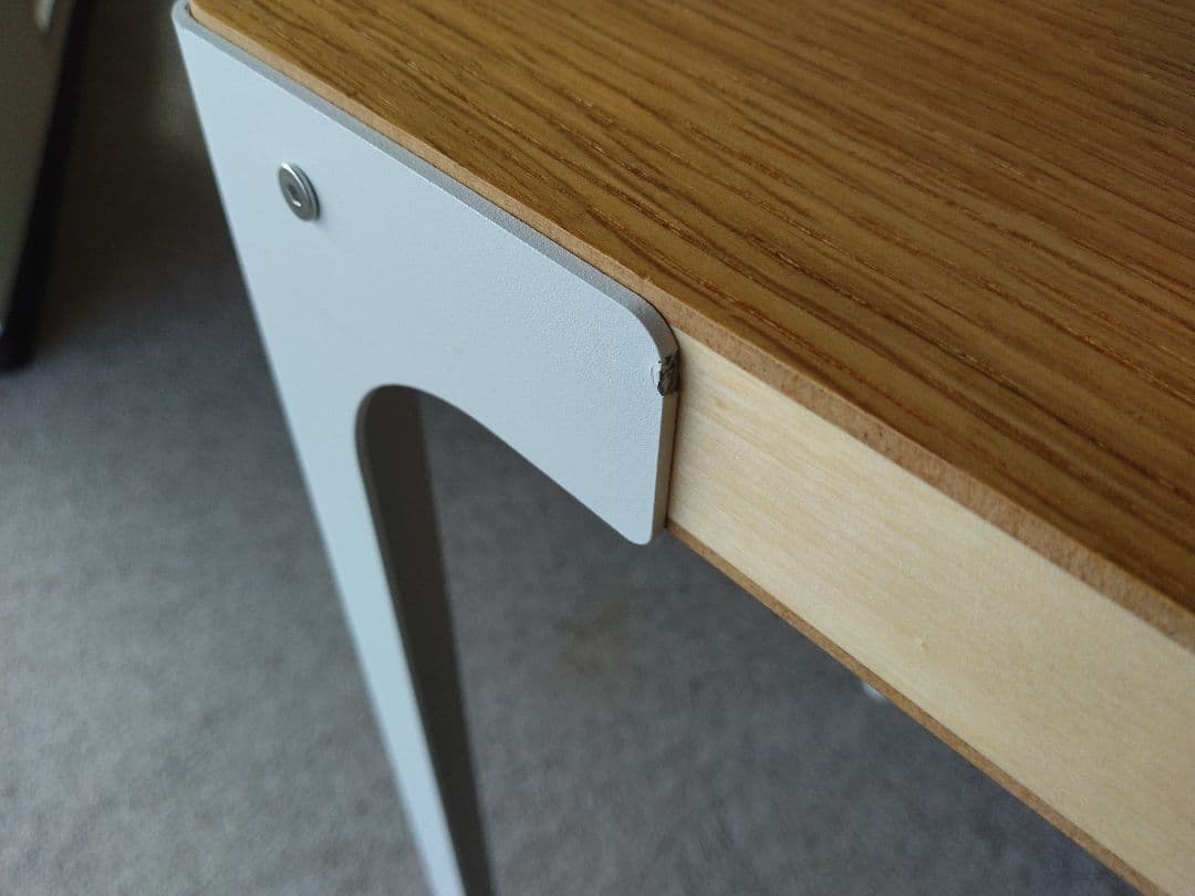 【訳あり】MUJI無印良品 スチール脚木製デスク/オーク材90cm学習机テーブル