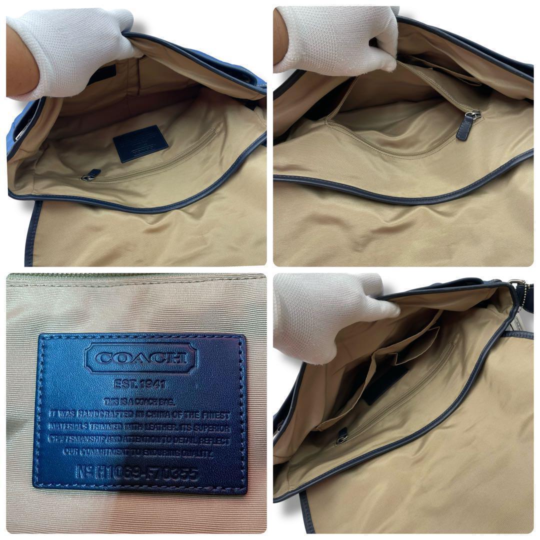 極美品 COACH コーチ メッセンジャー ショルダー ビジネス　A4　ブルー