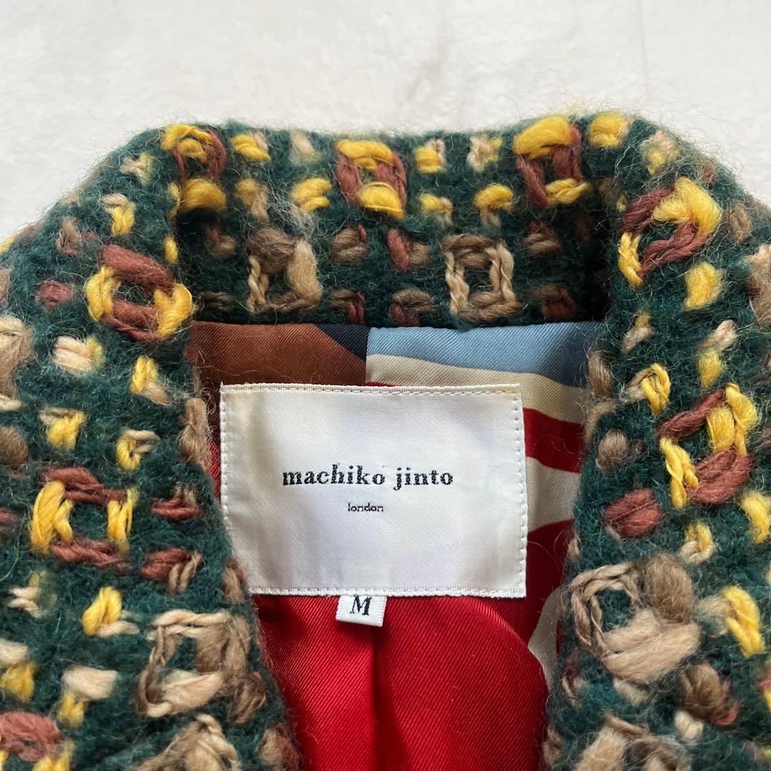 machiko jinto ウールモヘヤコート　マルチカラー　サイズＭ　裏地総柄
