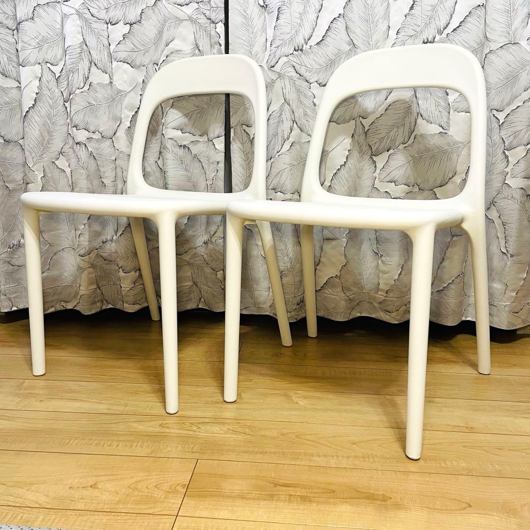 廃盤　希少　IKEA URBAN ウルバン　スタッキングチェア 白　2脚セット①