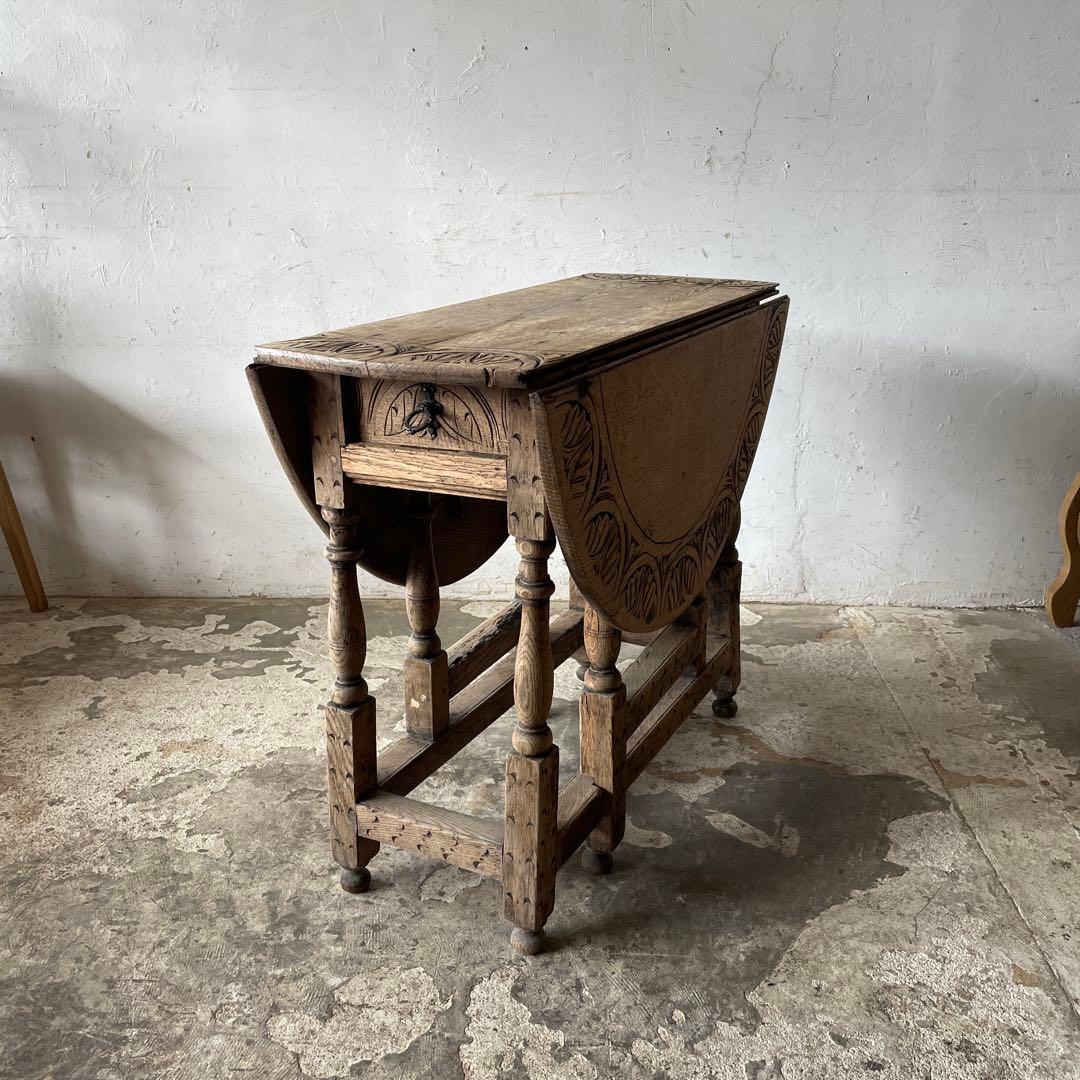 SETSUアンティーク　ゲートレッグテーブル ドロップリーフテーブル 剥離