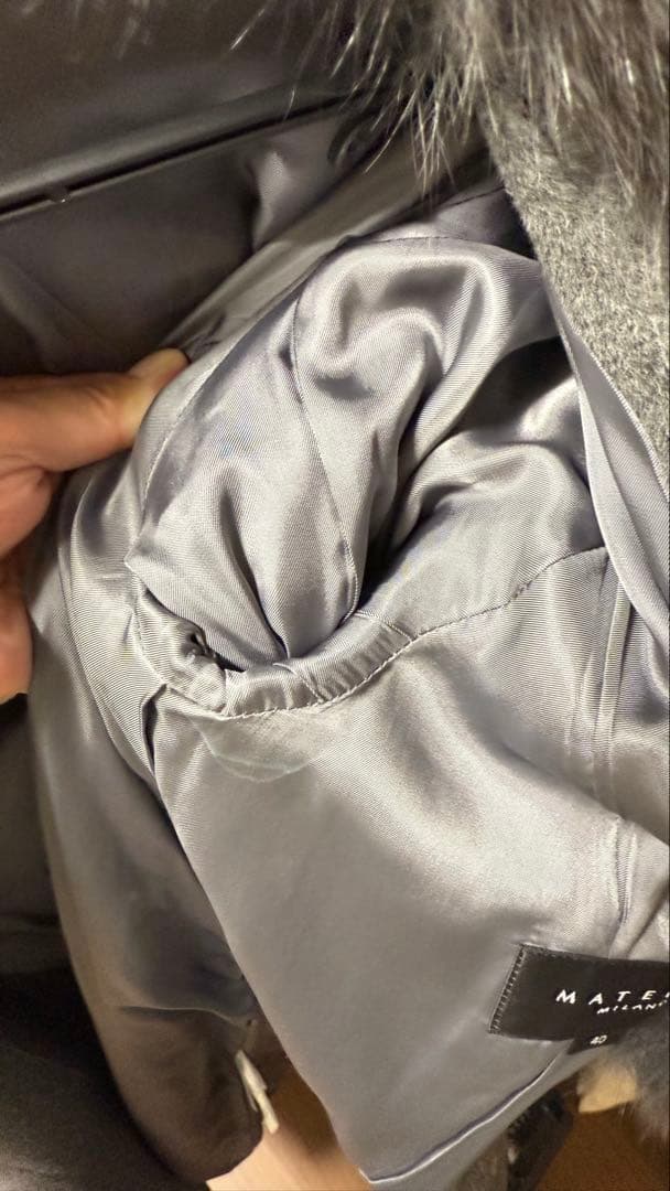 MATERIA ロングコート アンゴラ混 ベルト付 フォックスファー